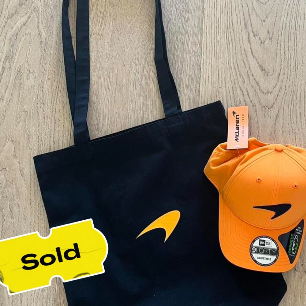 McLaren hat & tote bag set Orange & black NWT